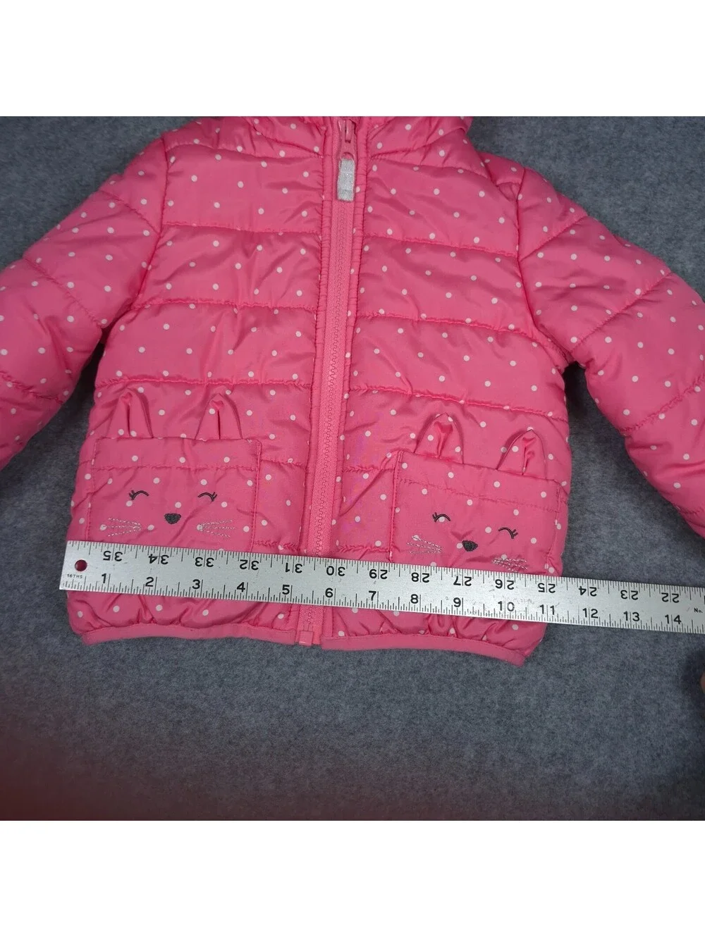 Carter’s Pink Quilted Polka Dot Puffer Jacket 24M Fleece Lined Winter Coat
